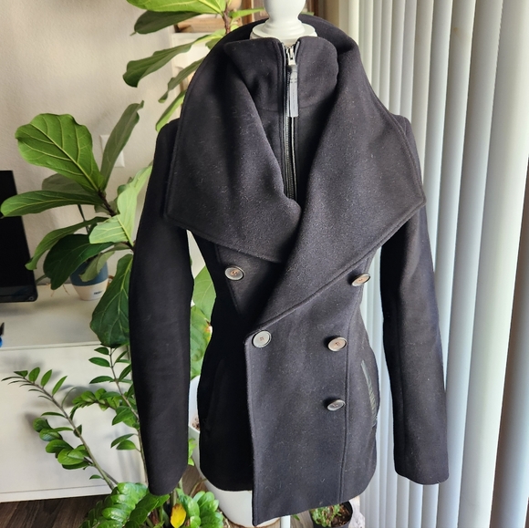 Mackage Black Wool Cashmere Fitted Double Breasted Womens Peacoat Size XS - Picture 5 of 11